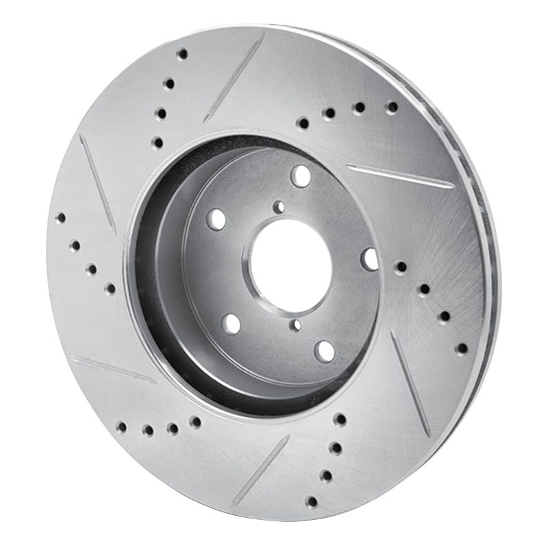 Subaru Legacy Brake Rotor (1) - Front Right - R1 Concepts - Drilled & Slotted - Silver - `15-`19